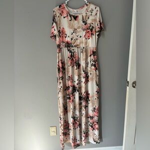 Pink blush maternity floral maxi dress size Large